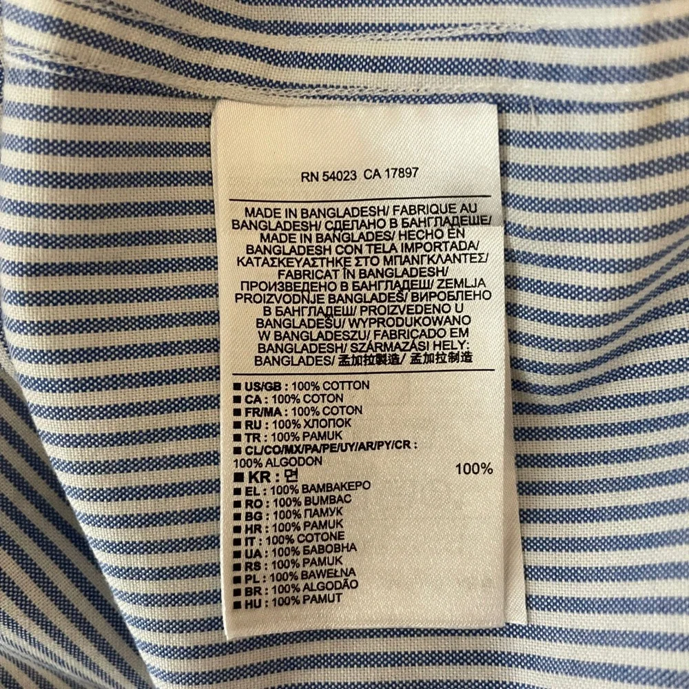 Banana Republic Mens L Blue White Striped‎ Button Down Shirt Long Sleeve Cotton